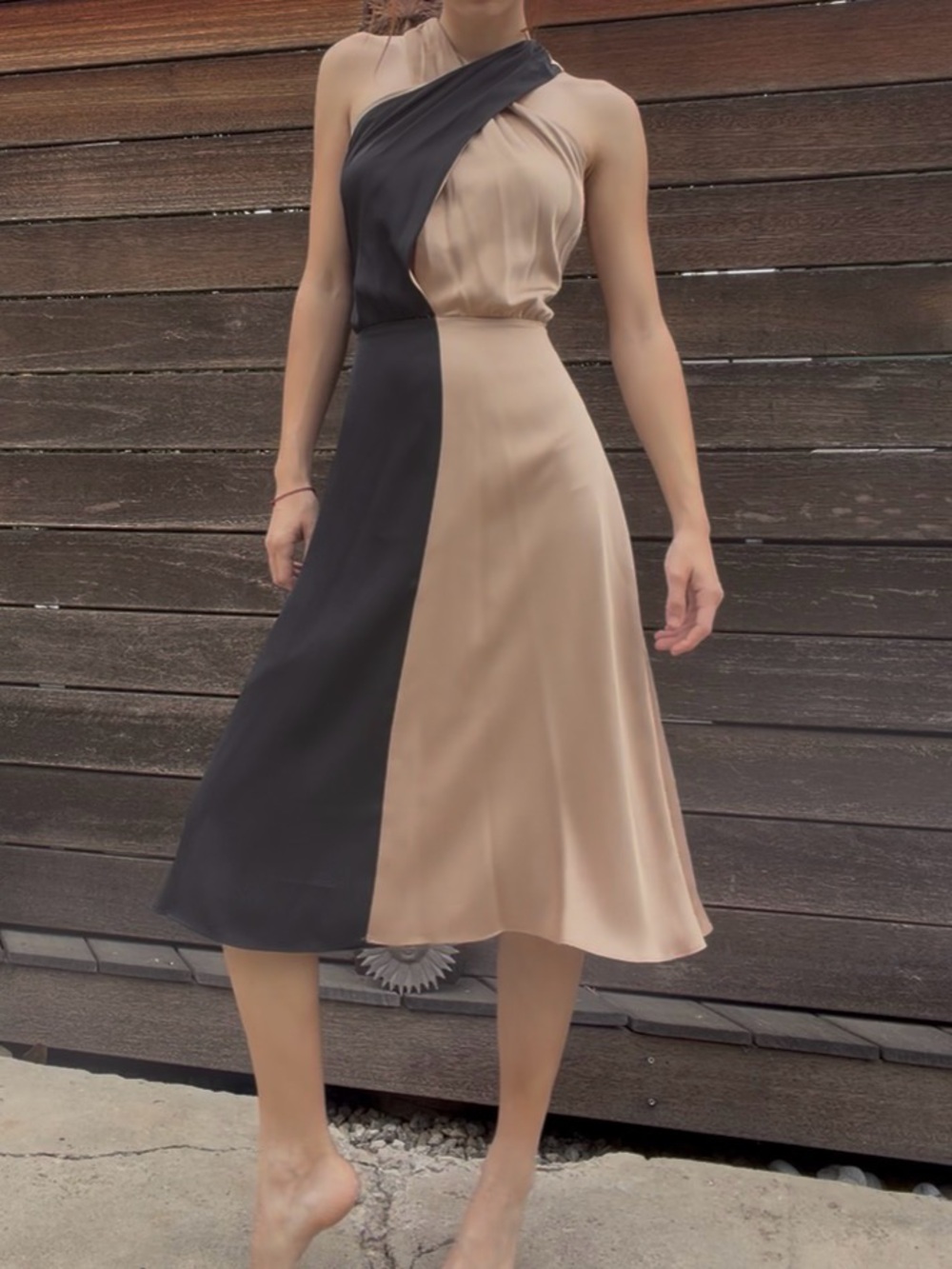 Two-Tone Midi Dress